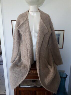 SALE ITEM!  Kenar alpaca taupe open long cardigan - Sz. Large
